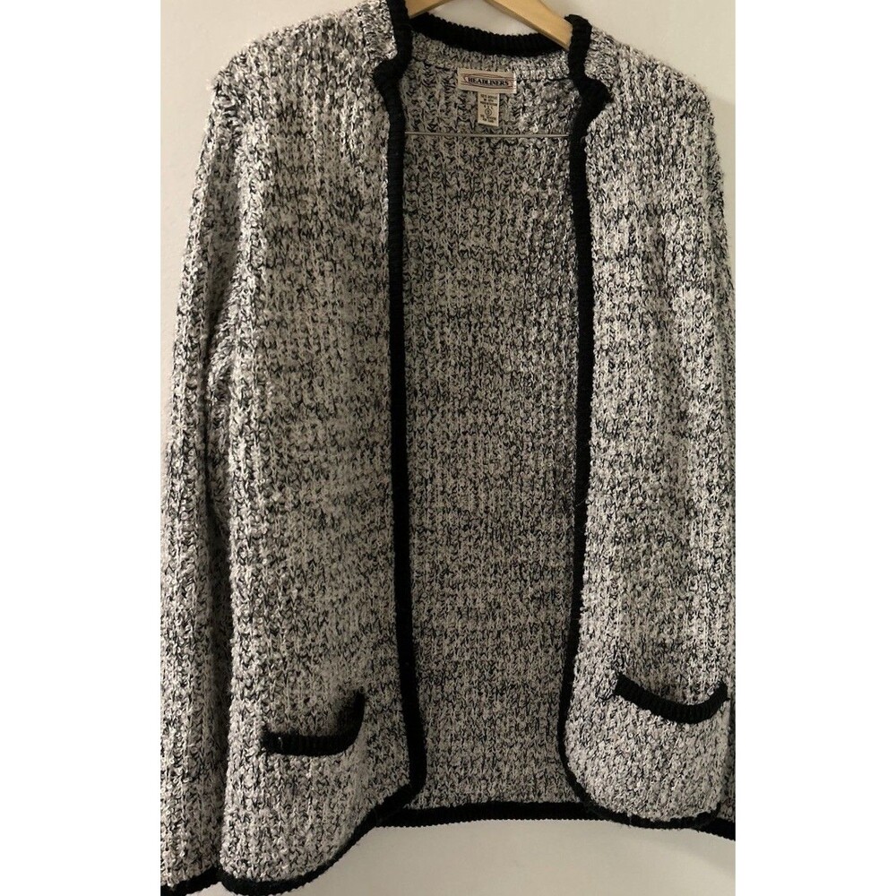 Vintage Headliners Acrylic Black & White Open Cardigan Sweater Women's Size SM